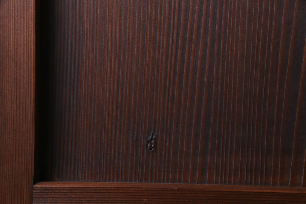和製アンティーク　結霜ガラス入り　淡い色ガラスが優しげな雰囲気醸し出す板戸2枚セット(建具、引き戸)(1)