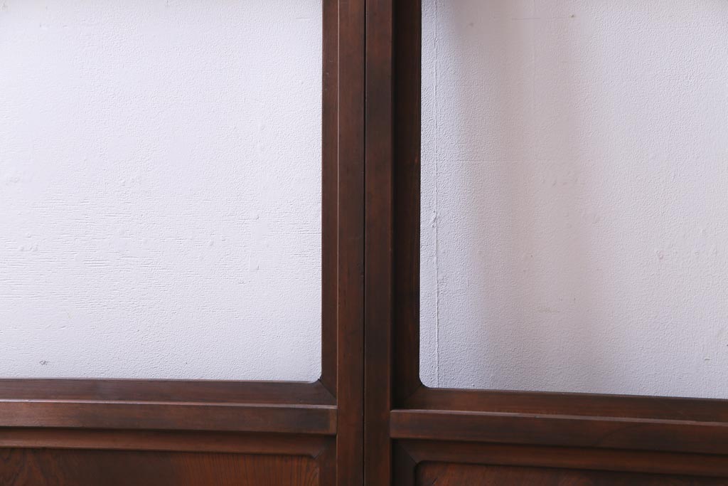 昭和中期　和の風情あふれる佇まいが魅力の摺り上げ雪見障子戸2枚セット(引き戸、擦り上げ障子戸、擦上障子戸、建具)