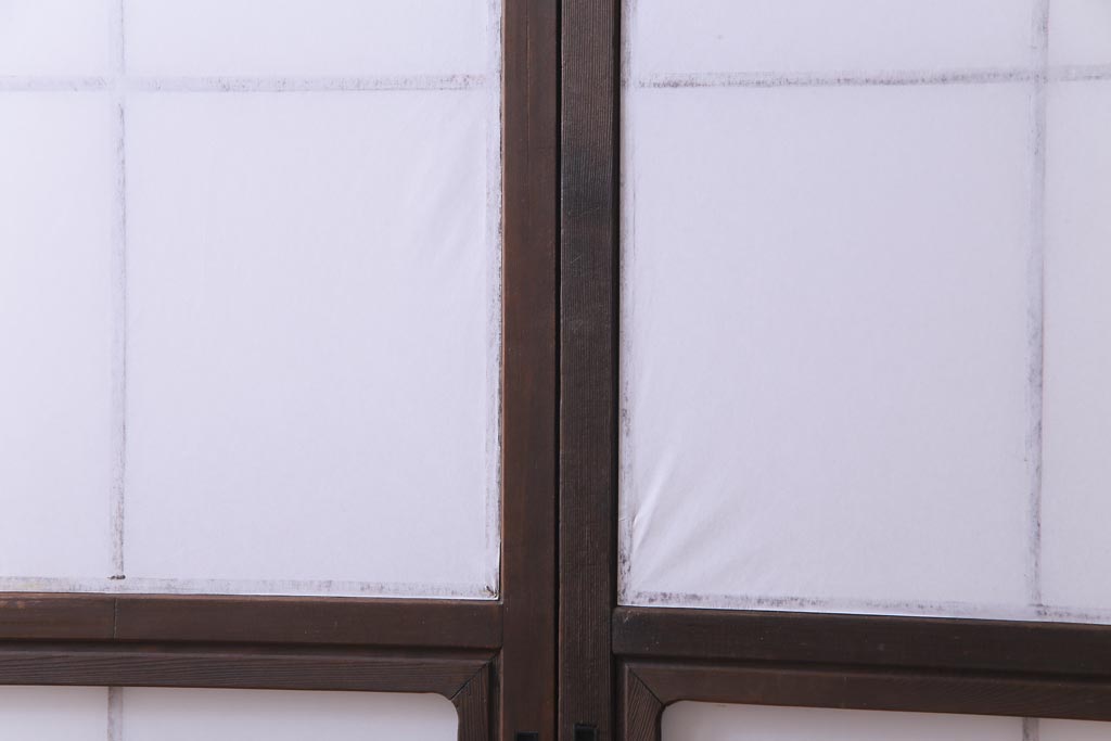 昭和中期　和の風情あふれる佇まいが魅力の摺り上げ雪見障子戸2枚セット(引き戸、擦り上げ障子戸、擦上障子戸、建具)