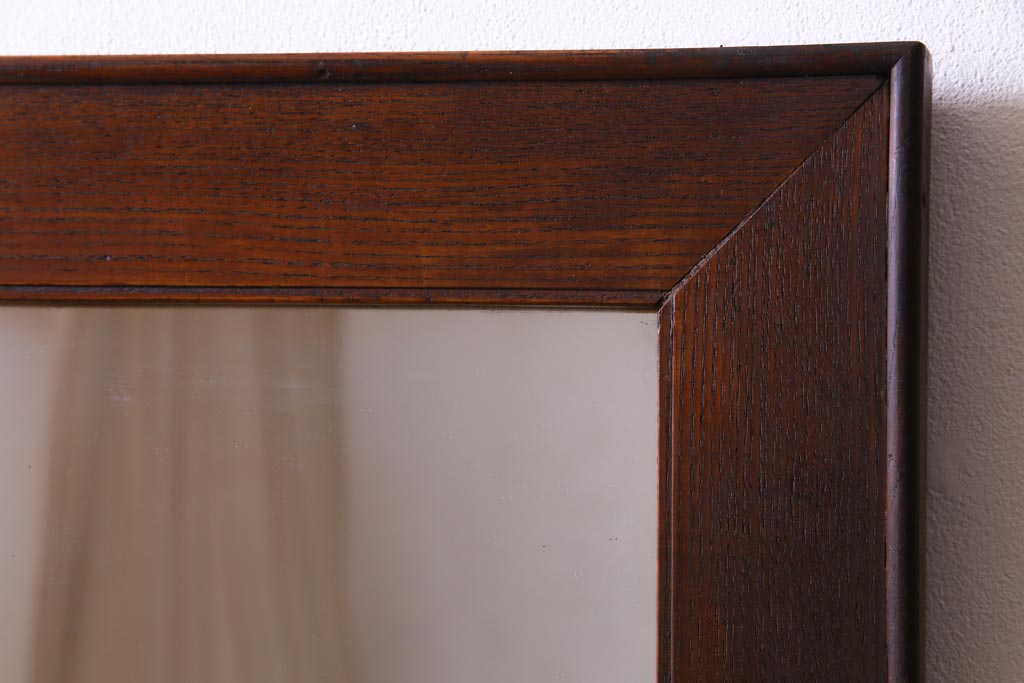 アンティーク雑貨　和製アンティーク　栗材　古い木の質感が味わい深い特大サイズのミラー(鏡、姿見)