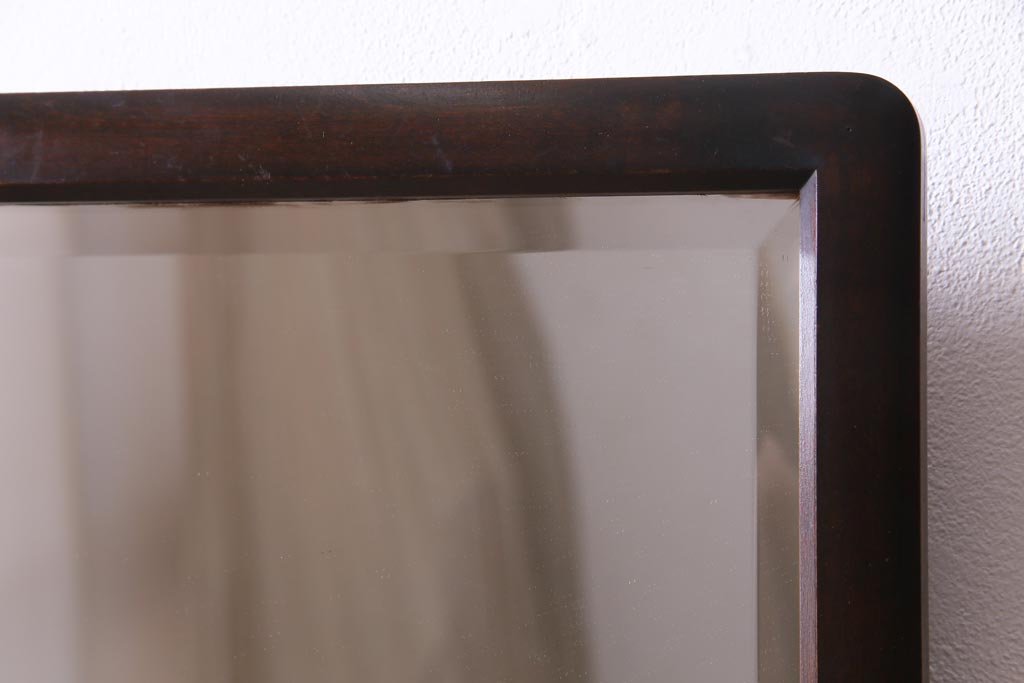 アンティーク雑貨　リメイク 北海道民芸家具　シンプルな木製フレームのミラー(鏡)