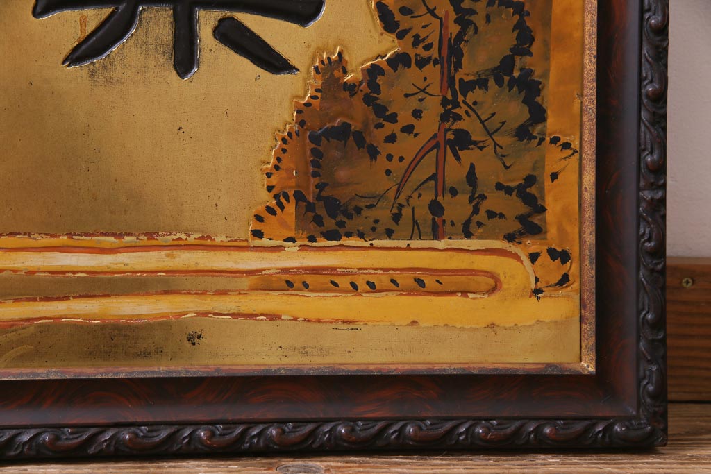 アンティーク雑貨　和製アンティーク　戦前　資生堂　味わいのある木製看板(企業看板)