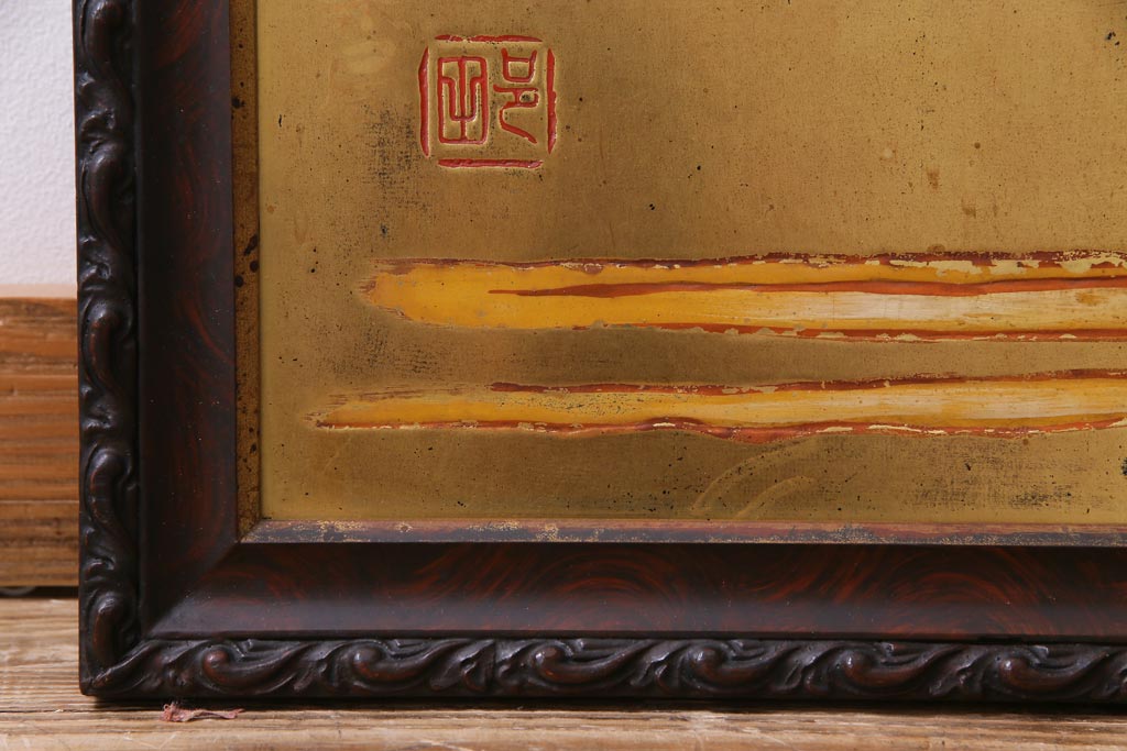 アンティーク雑貨　和製アンティーク　戦前　資生堂　味わいのある木製看板(企業看板)