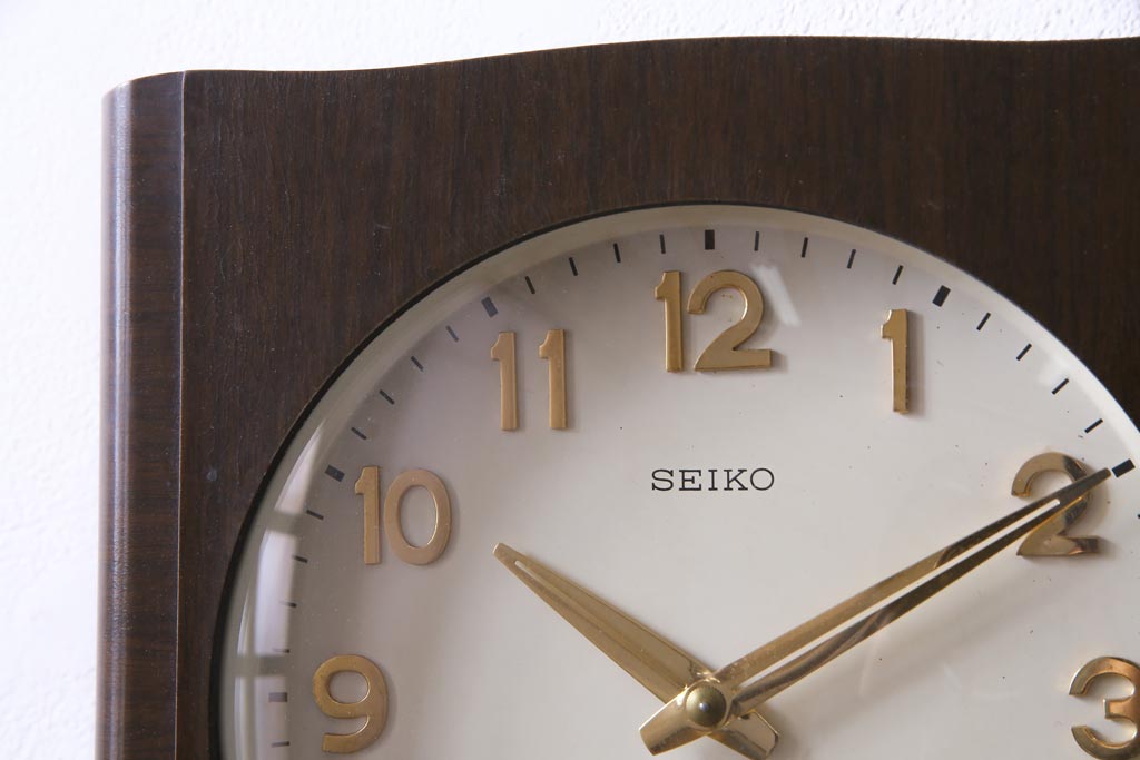 アンティーク雑貨　昭和レトロ　SEIKO(セイコー)製　4PC　手巻き式振り子時計　1ヵ月巻掛時計(柱時計、壁掛け時計)