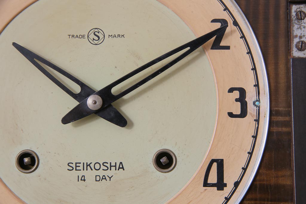 アンティーク雑貨　昭和レトロ　SEIKO(セイコー)　14DAY　手巻き式　古い趣が魅力の振り子時計(柱時計・掛け時計)