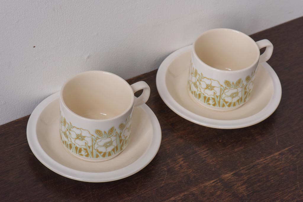 イギリスビンテージ　Hornsea(ホーンジー)　FLEUR(フルール)　カップ&ソーサー2客セット(コーヒーカップ)(1)