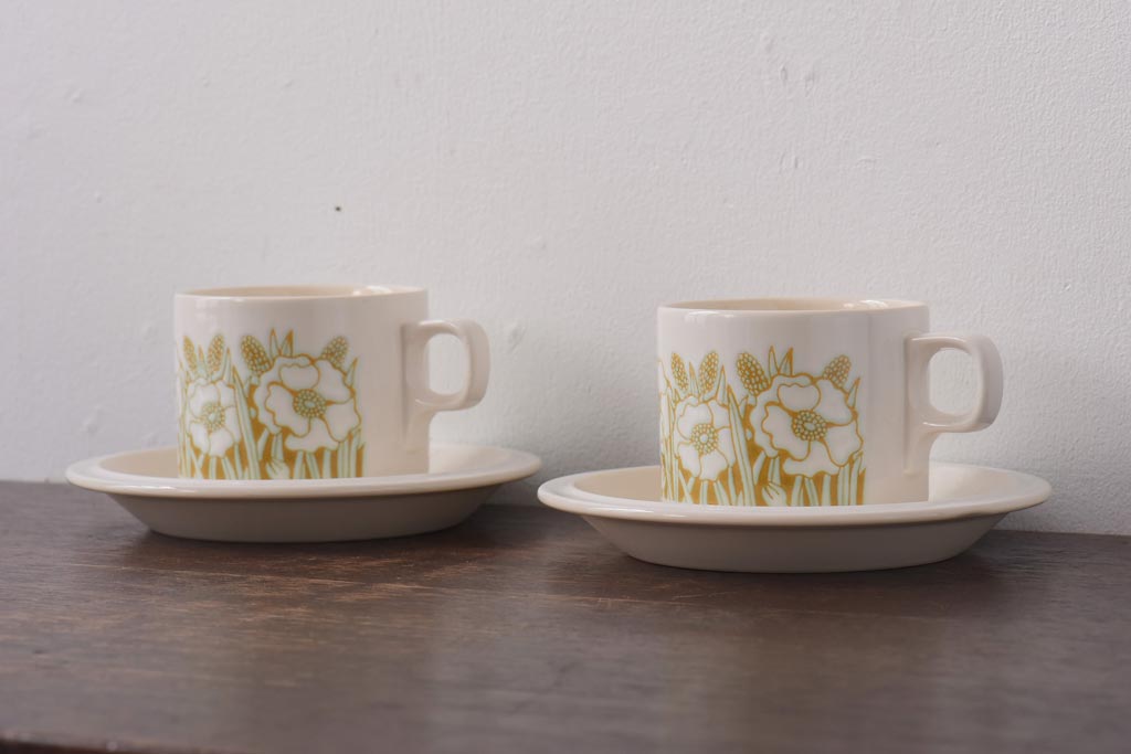 イギリスビンテージ　Hornsea(ホーンジー)　FLEUR(フルール)　カップ&ソーサー2客セット(コーヒーカップ)(1)