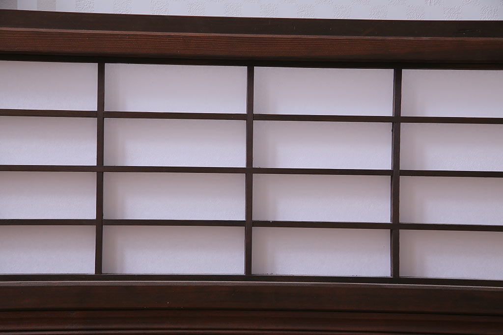 当店オリジナルガラス入り　市松模様のガラスがモダンな障子戸4枚セット(ガラス帯戸、引戸、建具)