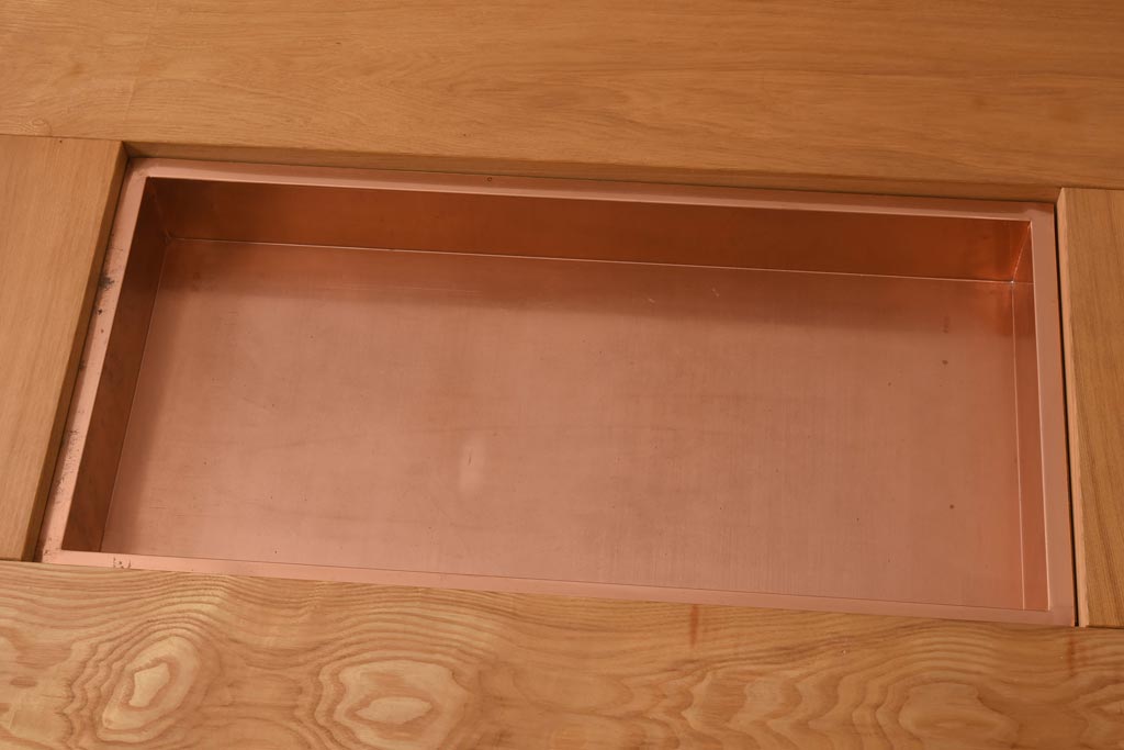 アンティーク雑貨　中古　柏木工　温もり溢れるナラ材製の長火鉢(座卓、ローテーブル)
