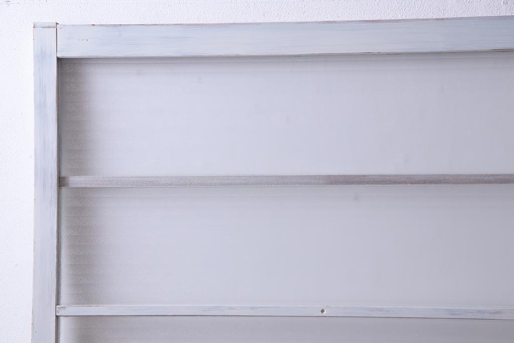 ペイント家具　銀モールガラス入り　レトロでナチュラルなガラス戸1枚(引き戸、建具)