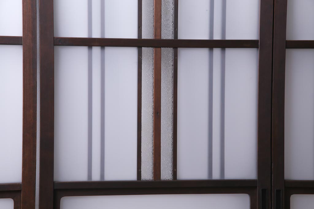 和製アンティーク　ダイヤガラス入り　柔らかな光が差し込むガラス戸4枚組(引き戸、建具)