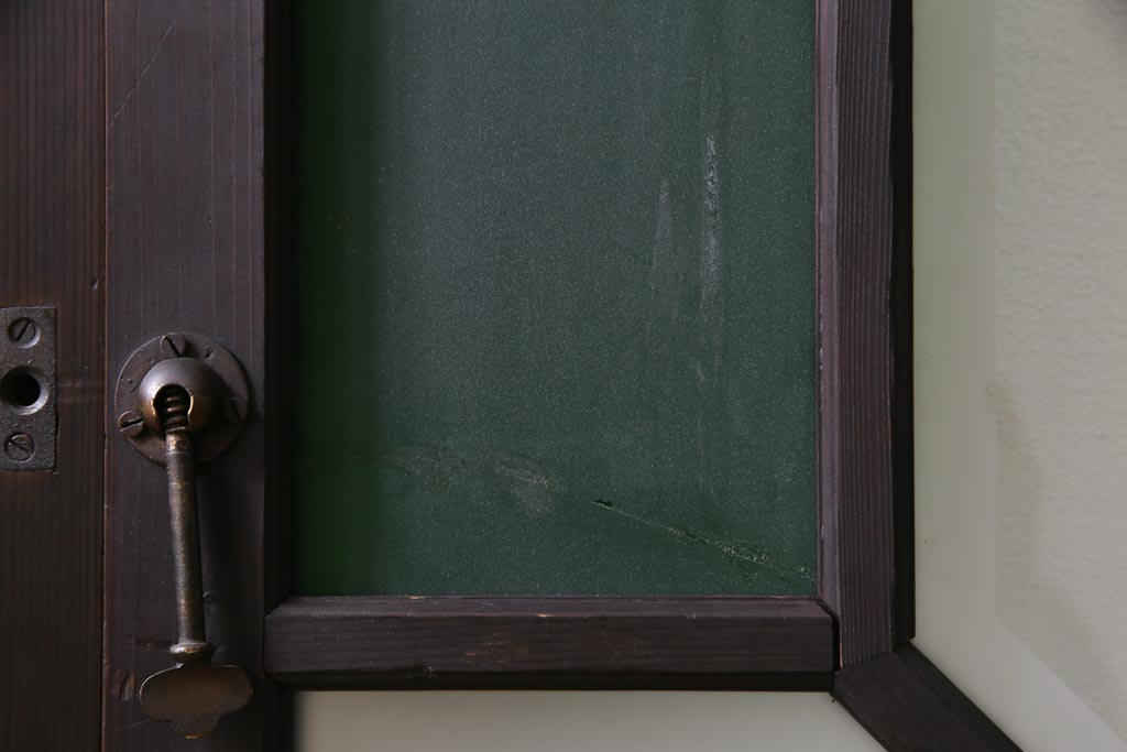 大正ロマン　当時物色ガラス　黄色と緑のアクセントがお洒落なガラス戸2枚セット(引き戸、建具)(1)