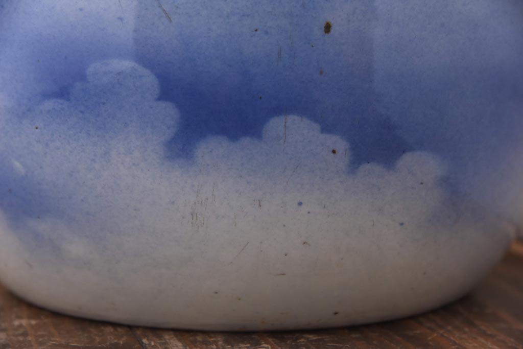 アンティーク雑貨　和製アンティーク　富士の図　優しげな雰囲気漂う瀬戸火鉢(手あぶり、鉢カバー)