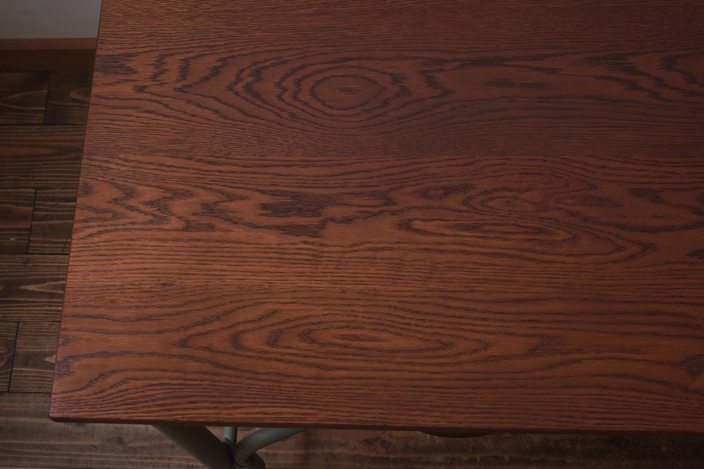 ラフジュ工房オリジナル 格納スツール付き　アンティークペイントが魅力の8人掛けテーブル(ダイニングテーブル、作業台)