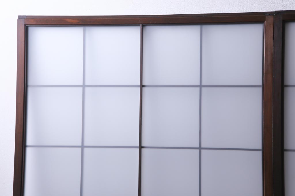 当店オリジナルガラス入り　腰板ケヤキ材　障子戸をリメイクした和モダンなガラス戸2枚セット(引戸)(1)