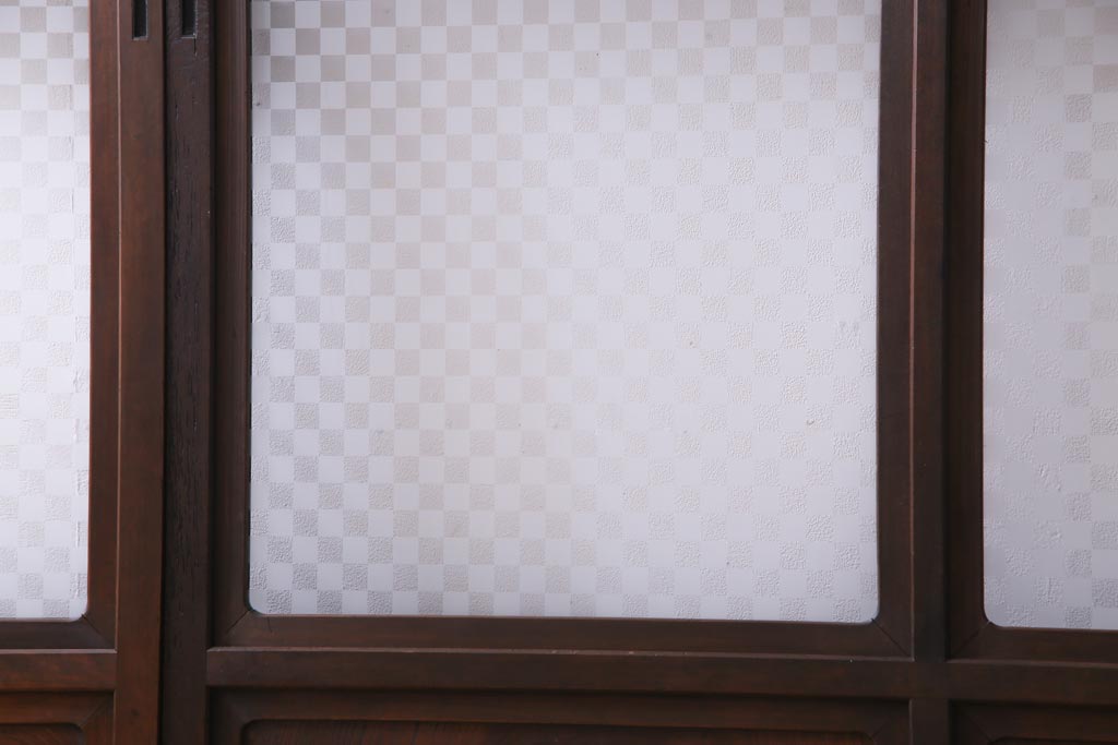 当店オリジナルガラス入り　腰板ケヤキ材　障子戸をリメイクした和モダンなガラス戸2枚セット(引戸)(1)