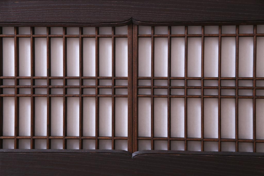 和製アンティーク　明治期　ケヤキ材　上手物　趣ある和の空間づくりにおすすめな障子戸付き欄間(明り取り、ディスプレイ)