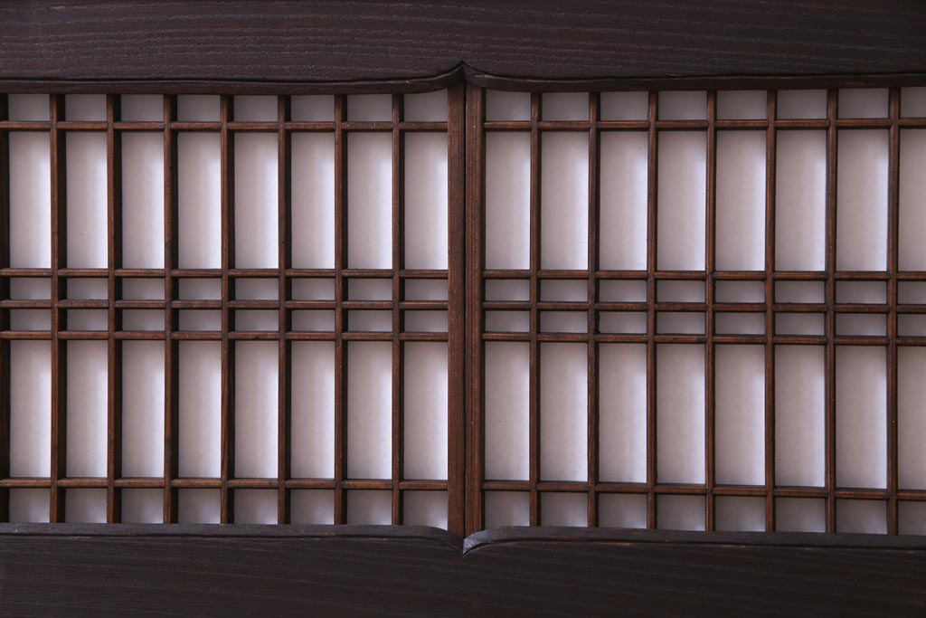 和製アンティーク　明治期　ケヤキ材　上手物　趣ある和の空間づくりにおすすめな障子戸付き欄間(明り取り、ディスプレイ)