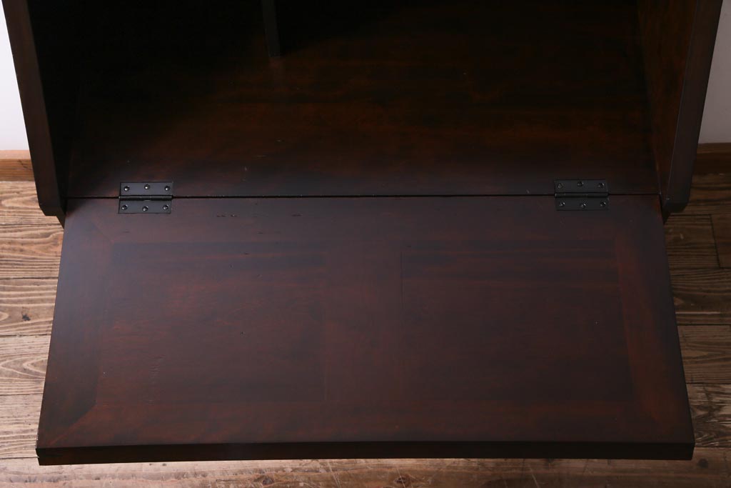中古　松本民芸家具　収納力に富んだT型ライティングビューロー(引き出し、ワークデスク、在宅ワーク、在宅用)(定価約31万円)