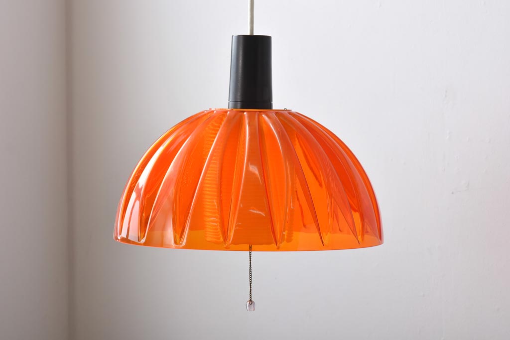昭和レトロ　ナショナル(National、松下電工)　オレンジ色が鮮やかなペンダントライト(天井照明、吊り下げ照明)