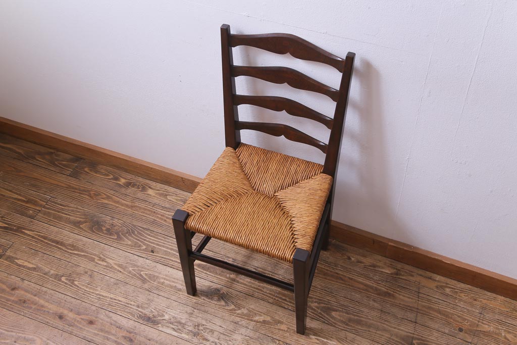 中古　松本民芸家具　ラダーバックチェア(ラッシチェア、椅子)(定価約11万円)(1)