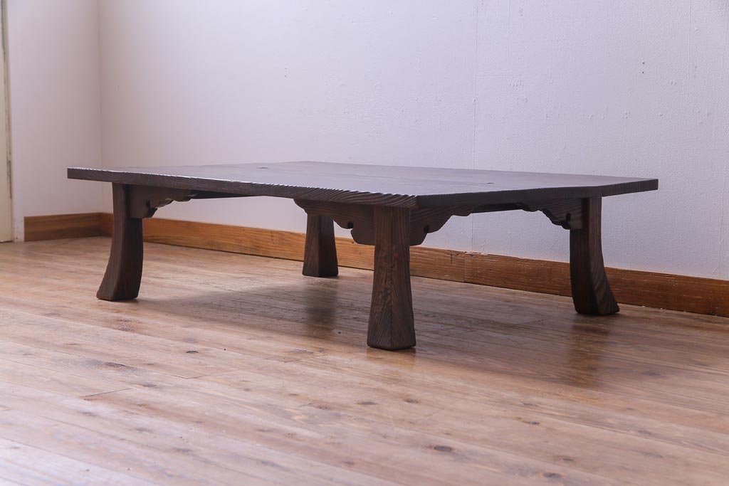 昭和初期　高級杉材　浮造り仕上げの民芸座卓(ローテーブル、センターテーブル)