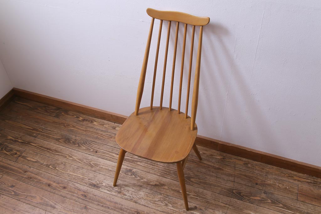 ヴィンテージ家具　イギリスビンテージ　ERCOL(アーコール)　シンプルかつ上品な佇まいのゴールドスミスチェア(椅子、ダイニングチェア)(1)