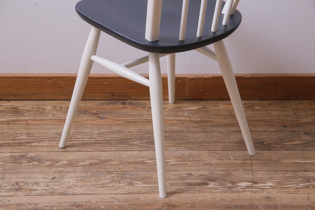イギリスビンテージ　ペイント家具　ERCOL(アーコール)　バイカラーがお洒落なフープバックチェア(椅子、ダイニングチェア)