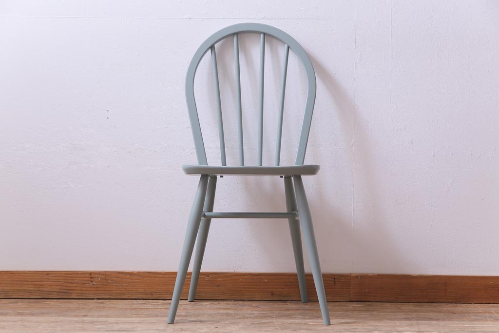 イギリスビンテージ　ペイント家具　ERCOL(アーコール)　爽やかなカラーが魅力のフープバックチェア(椅子、ダイニングチェア)