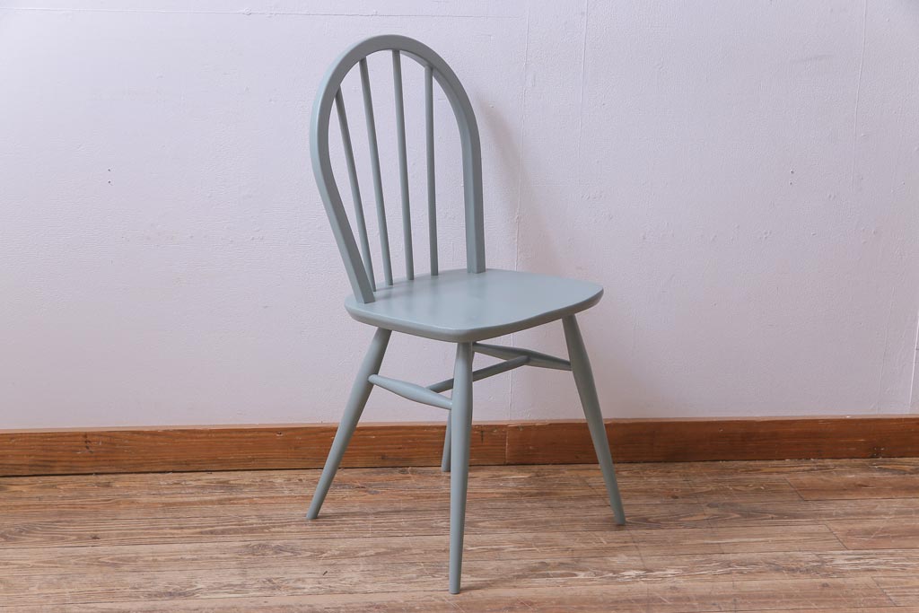 イギリスビンテージ　ペイント家具　ERCOL(アーコール)　爽やかなカラーが魅力のフープバックチェア(椅子、ダイニングチェア)