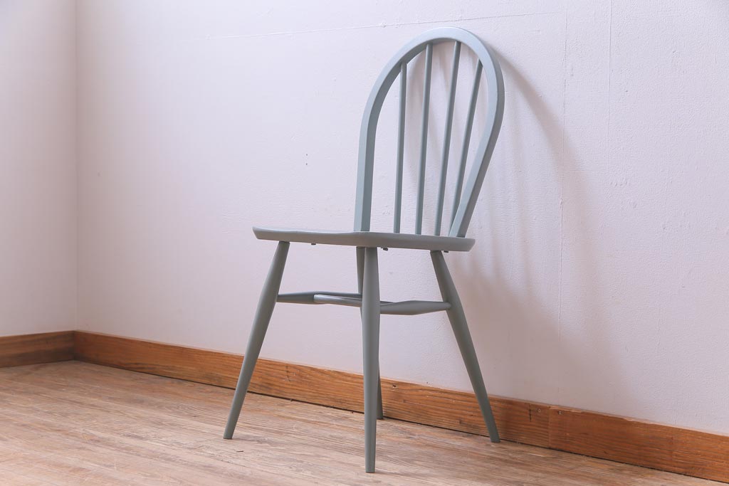 イギリスビンテージ　ペイント家具　ERCOL(アーコール)　爽やかなカラーが魅力のフープバックチェア(椅子、ダイニングチェア)