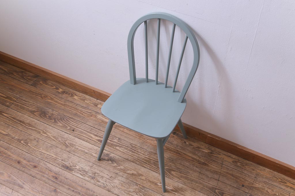 イギリスビンテージ　ペイント家具　ERCOL(アーコール)　爽やかなカラーが魅力のフープバックチェア(椅子、ダイニングチェア)