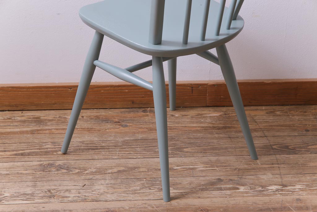 イギリスビンテージ　ペイント家具　ERCOL(アーコール)　爽やかなカラーが魅力のフープバックチェア(椅子、ダイニングチェア)