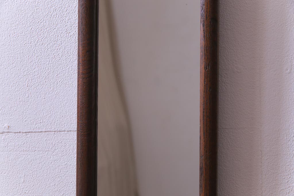 アンティーク雑貨　和製アンティーク　味わい深い木の質感が魅力的な壁掛けミラー(鏡)