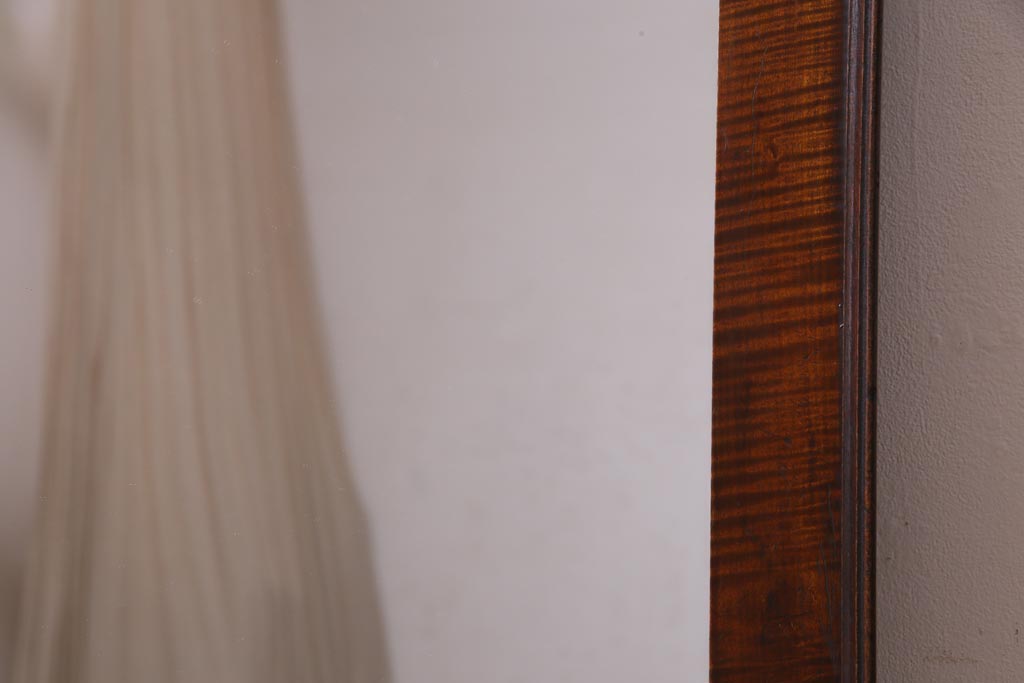 アンティーク雑貨　和製アンティーク　栃の木　縮杢　美しい杢目が目を惹くミラー(鏡)