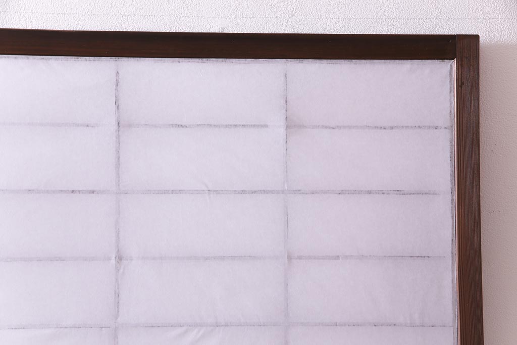 【商談品】昭和期　ガラス入り　小さな障子戸付きの雪見障子(猫間障子、引き戸、擦り上げ障子戸、擦上障子戸、建具)4枚組