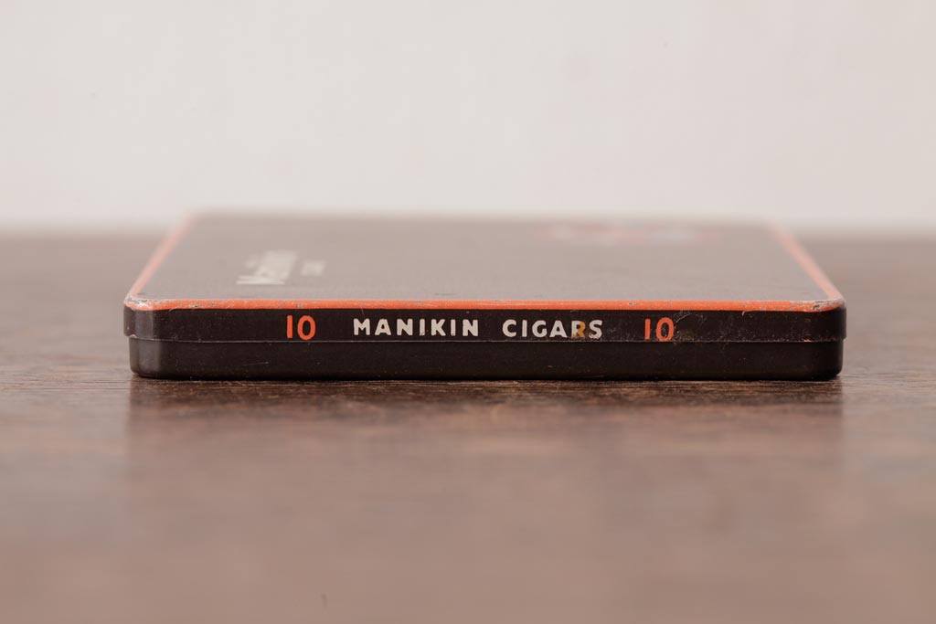 アンティーク雑貨　イギリスビンテージ　Manikin Cigars　シンプルで格好良いティン缶(シガレットケース、タバコ缶)