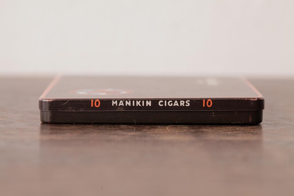 アンティーク雑貨　イギリスビンテージ　Manikin Cigars　シンプルで格好良いティン缶(シガレットケース、タバコ缶)