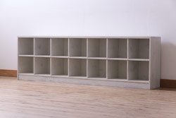 ペイント家具　2×7マス　アンティーク風の淡いカラーがお洒落なマス目棚(収納棚、ロッカー、下駄箱、オープンラック)
