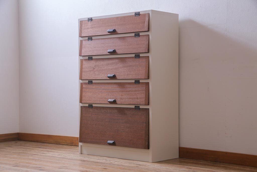 リメイク家具　パタパタ扉の収納棚(5段タイプ)(戸棚、下駄箱)