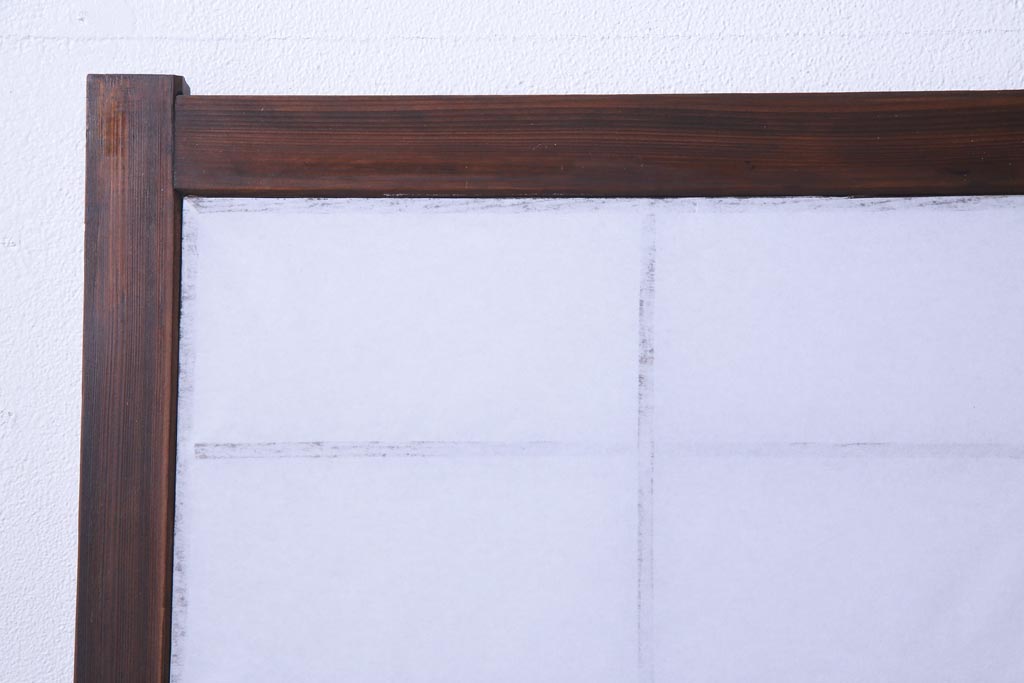 【商談品】昭和期　ガラス入り　小さな障子戸付き　スリムな雪見障子(猫間障子、引き戸、建具)4枚セット