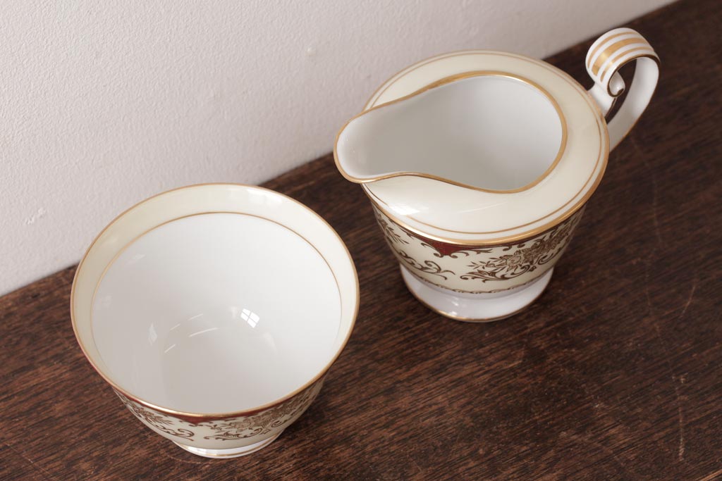 ノリタケ(Noritake、則武、日陶)　海外(英国)輸出品　マルキ印　シュガーポット・ミルクポット(シュガーボウル、洋食器)