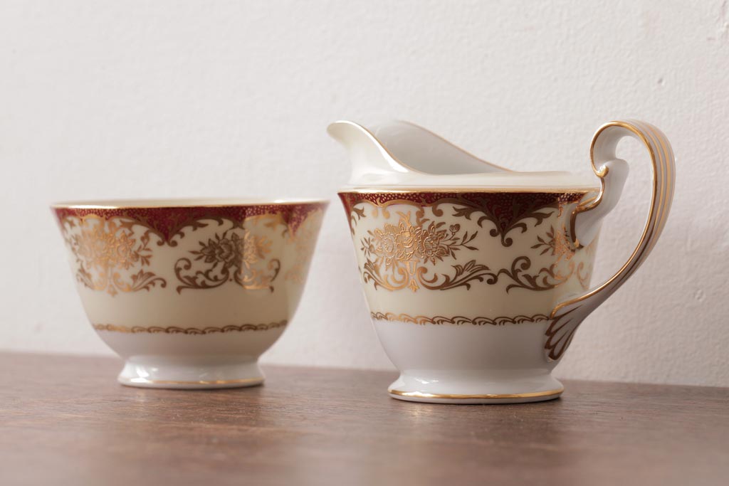 ノリタケ(Noritake、則武、日陶)　海外(英国)輸出品　マルキ印　シュガーポット・ミルクポット(シュガーボウル、洋食器)