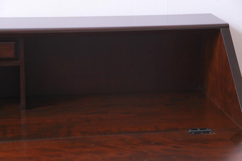 中古　松本民芸家具　H型　ボールフットが特徴的なライティングビューロー(ワークデスク、在宅ワーク、在宅用、チェスト)