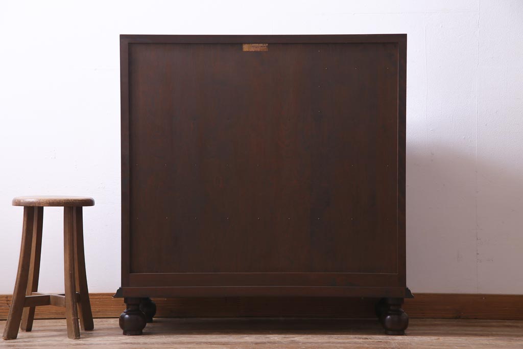 中古　松本民芸家具　H型　ボールフットが特徴的なライティングビューロー(ワークデスク、在宅ワーク、在宅用、チェスト)