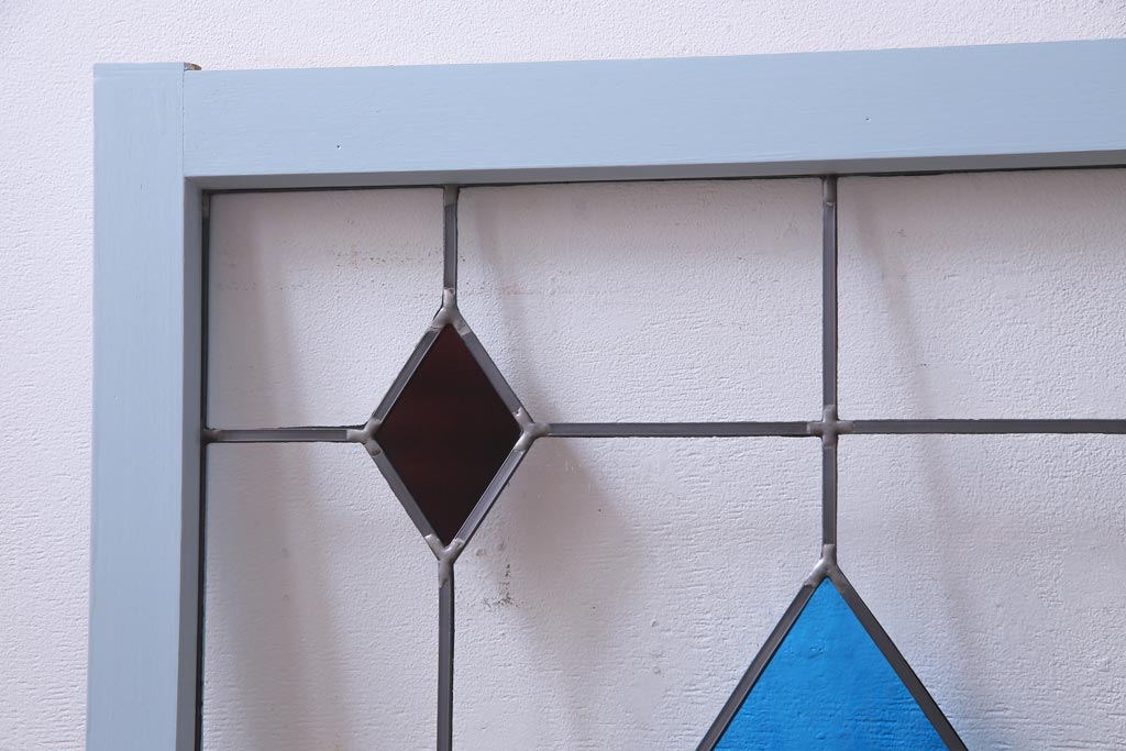 ラフジュ工房オリジナル　古建具リメイク　ステンドグラスがおしゃれな戸棚(収納棚、サイドボード)