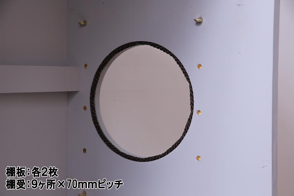 ラフジュ工房オリジナル　古建具リメイク　ステンドグラス入りのモダンな戸棚(収納棚、サイドボード)