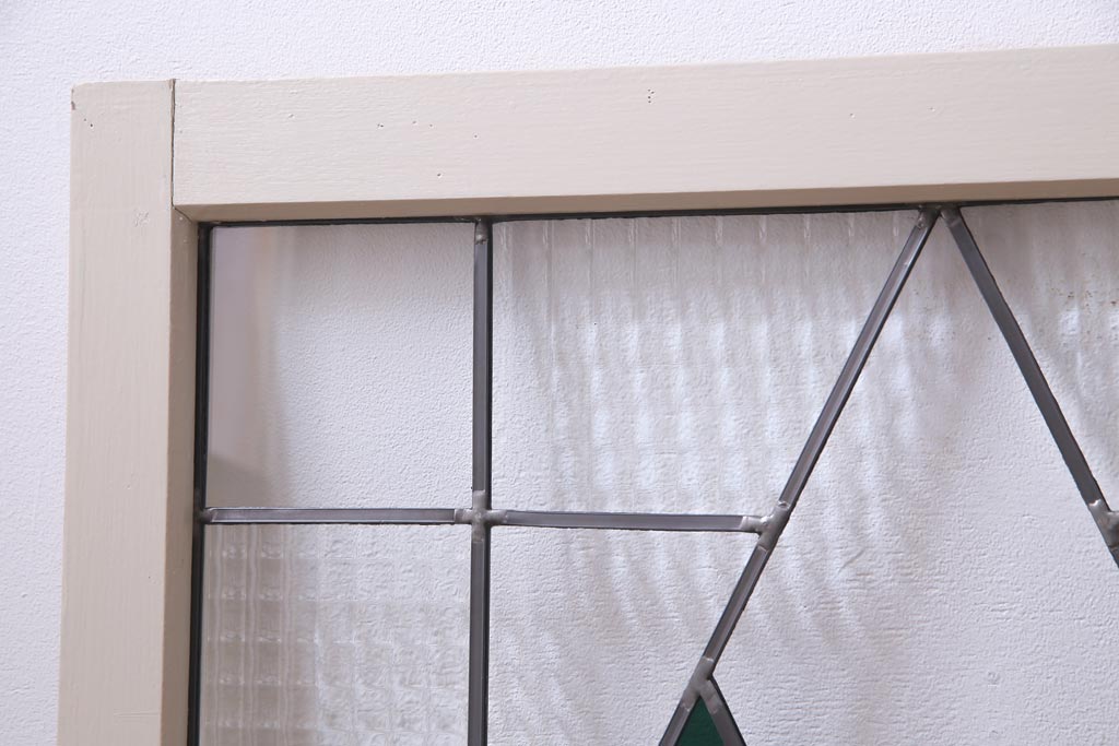 ラフジュ工房オリジナル　古建具リメイク　ステンドグラス入りのモダンな戸棚(収納棚、サイドボード)