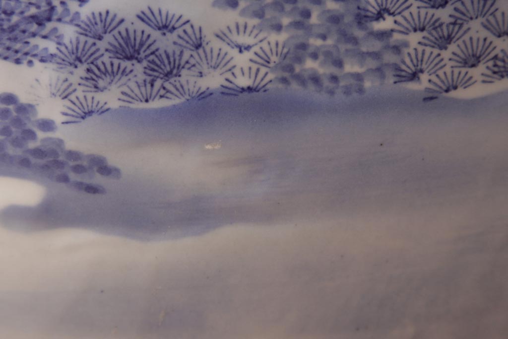 アンティーク雑貨　昭和中期　繊細で優しげな風景画の瀬戸火鉢(手あぶり、鉢カバー)