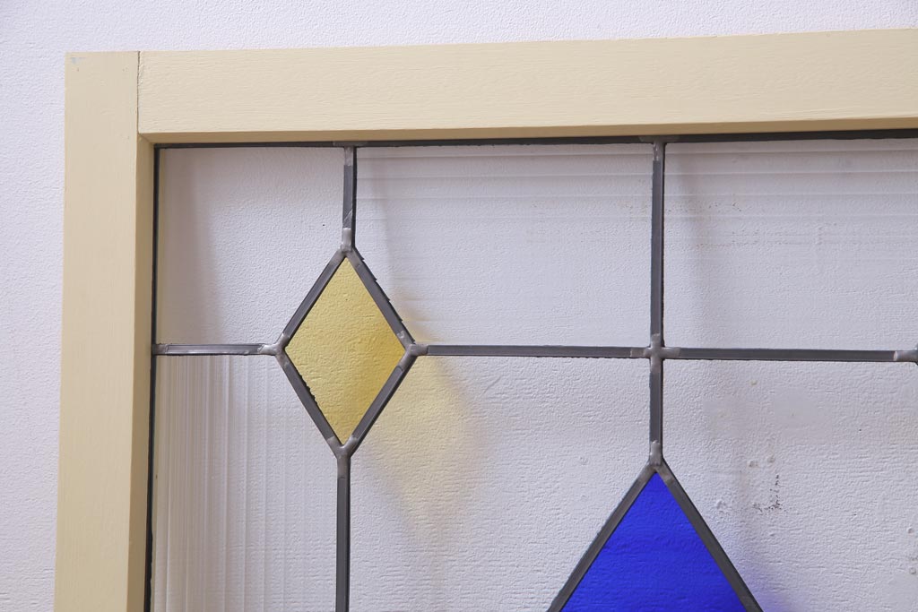 ラフジュ工房オリジナル　古建具リメイク　ステンドグラスがおしゃれな戸棚(収納棚、サイドボード)(1)